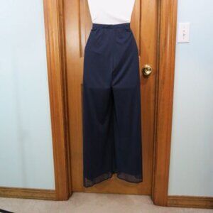 North Style Navy Palazzo Pants Sheer Overlay Lined Size Petite Small